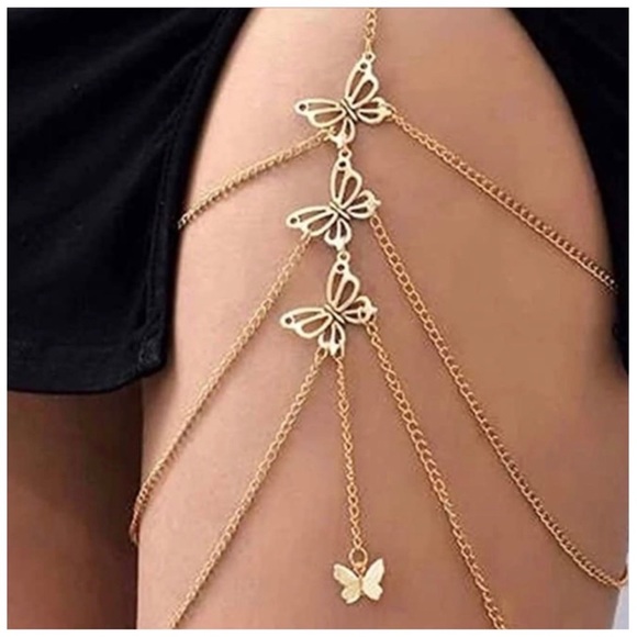 Sexy Gold Butterfly Pendant Thigh High Chain - Picture 1 of 2